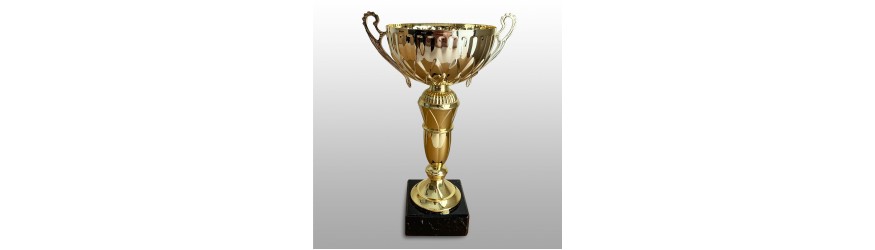 GOLD HANDLED TROPHY CUP ON GOLD RISER AVAILABLE IN 3 SIZES GOLD HANDLED TROPHY CUP ON GOLD RISER AVAILABLE IN 3 SIZES